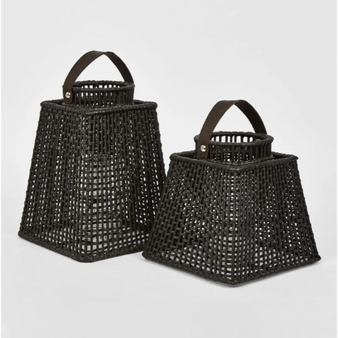 Eden Rattan Lantern Square Black