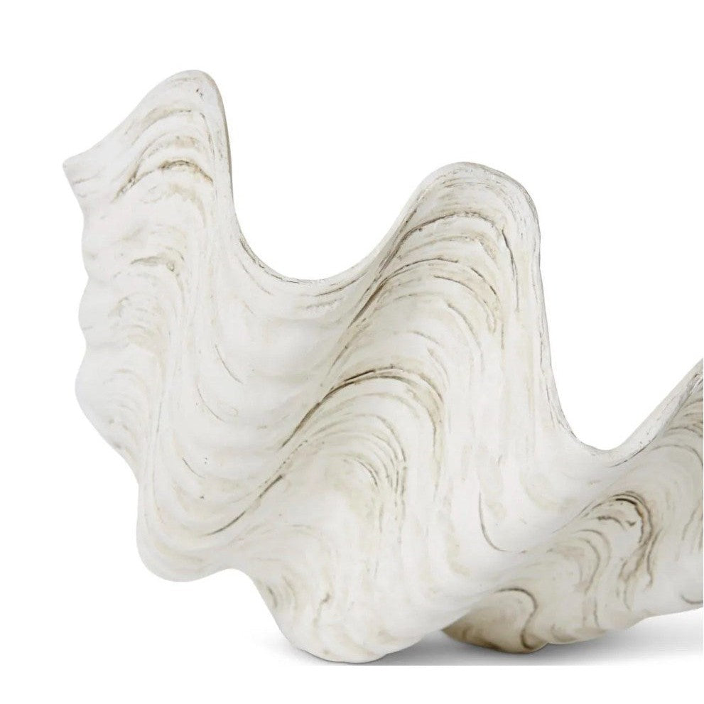 best-outdoor-furniture-Clam Shell Sculpture - White 24 x 20 x 12cm