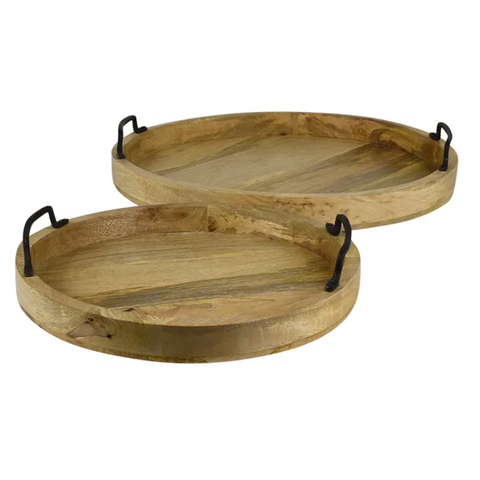 Erik Wood Tray w/Metal Handles