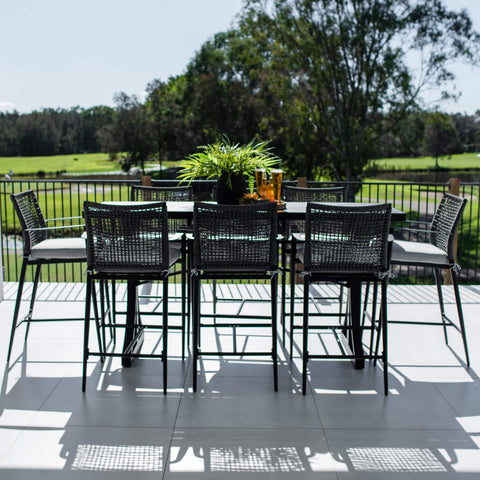 Vienna Rope Bergen - 9pce (200x65) - Outdoor Bar Set