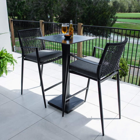 Vienna Rope Lennox - 3pce (60x60) - Outdoor Bar Set