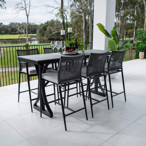 Vienna Rope Malibu - 7pce (200x65) - Outdoor Bar Set