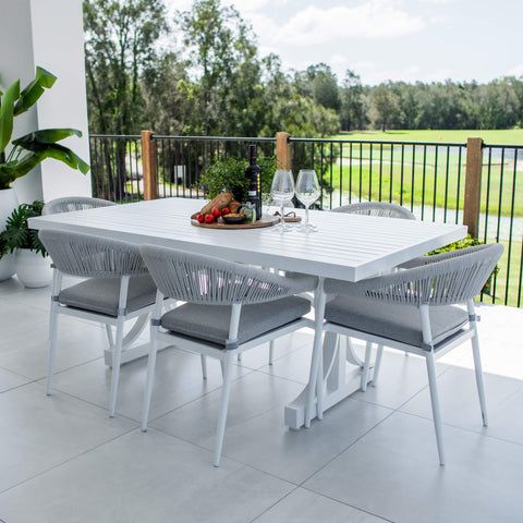 Kiara Rope Bergen - 7pce (180x100) - Outdoor Dining Set