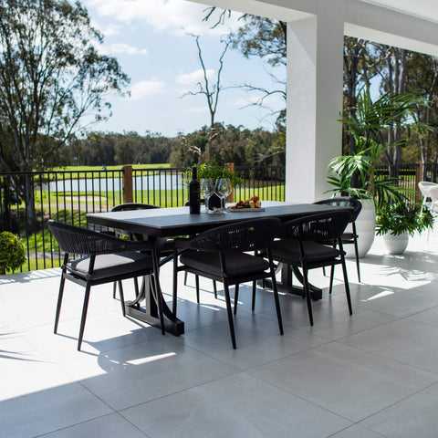 Kiara Rope Malibu - 7pce (180x100) - Outdoor Dining Set