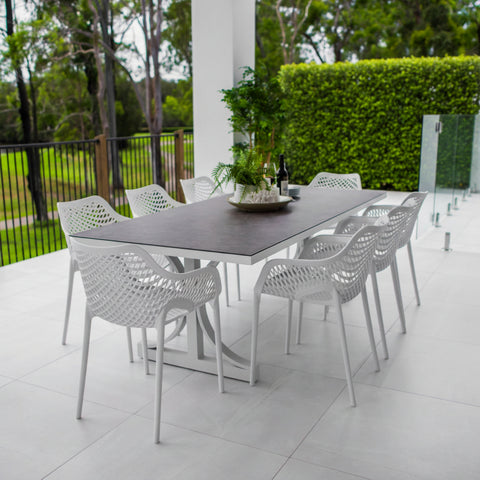 Roma XL Chester Moon - 9pce (215x100) - Outdoor Dining Set