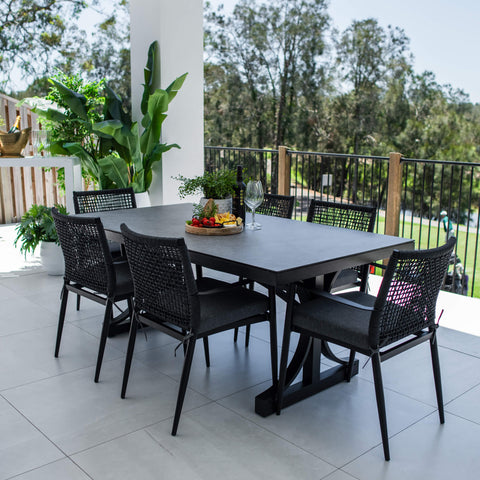 Vienna Rope Chester Moon - 7pce (180x100) - Outdoor Dining Set