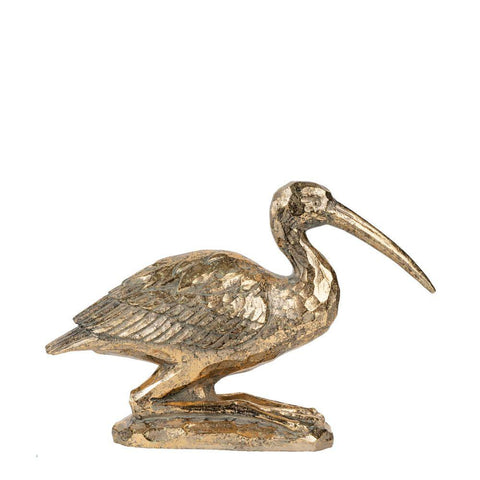 Kneeling Crane Sculpture - Gold