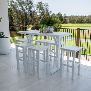 best-outdoor-furniture-SLAT - Bergen Slat Bar 150 - 7pce - Outdoor Bar Set #color_WHITE