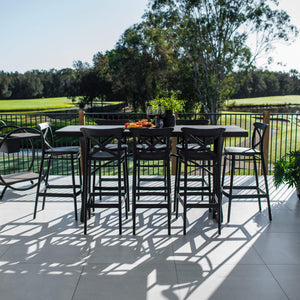 best-outdoor-furniture-Portsea 75 Malibu - 9pce (200x65) - Outdoor Bar Set #color_BLACK-STONE