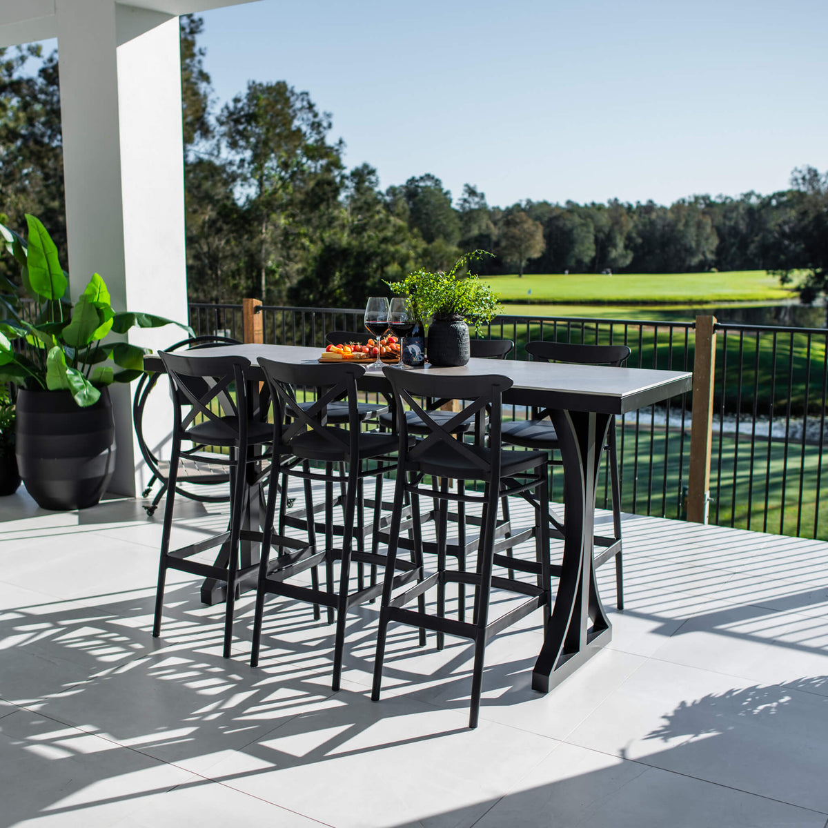 best-outdoor-furniture-Portsea 75 Malibu - 7pce (200x65) - Outdoor Bar Set #color_BLACK-STONE