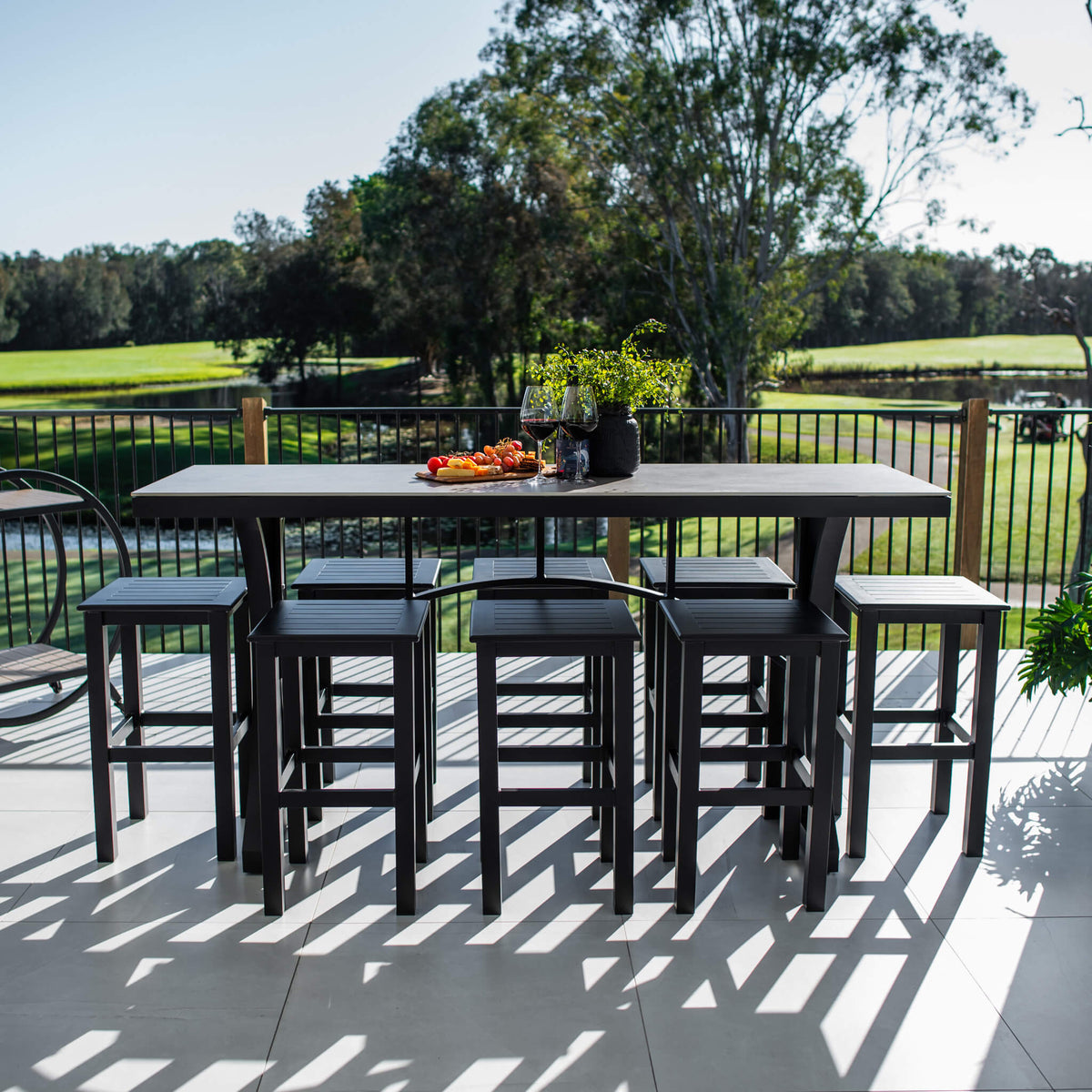 best-outdoor-furniture-Kirra Malibu - 9pce (200x65) - Outdoor Bar Set #color_BLACK-STONE
