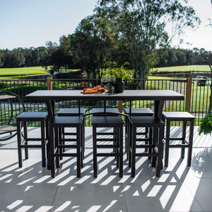 best-outdoor-furniture-Kirra Malibu - 9pce (200x65) - Outdoor Bar Set #color_BLACK-STONE