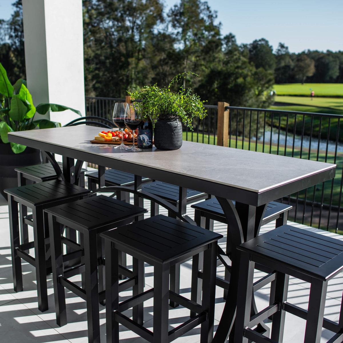 best-outdoor-furniture-Kirra Malibu - 9pce (200x65) - Outdoor Bar Set #color_BLACK-STONE