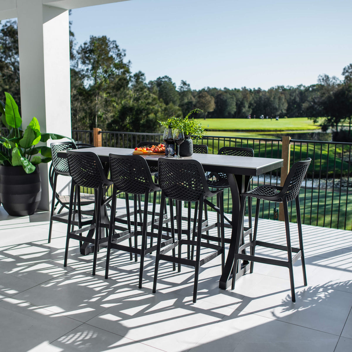 best-outdoor-furniture-Roma 75 Malibu - 9pce (200x65) - Outdoor Bar Set  #color_BLACK-STONE