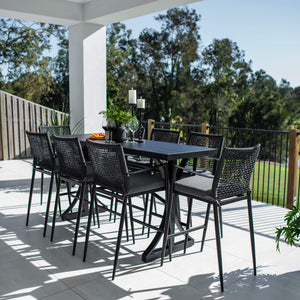 best-outdoor-furniture-Vienna Rope Bergen - 9pce (200x65) - Outdoor Bar Set #color_BLACK