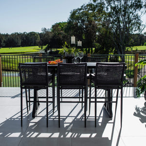 best-outdoor-furniture-Vienna Rope Bergen - 7pce (200x65) - Outdoor Bar Set #color_BLACK