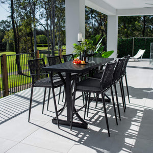best-outdoor-furniture-Vienna Rope Bergen - 7pce (200x65) - Outdoor Bar Set #color_BLACK