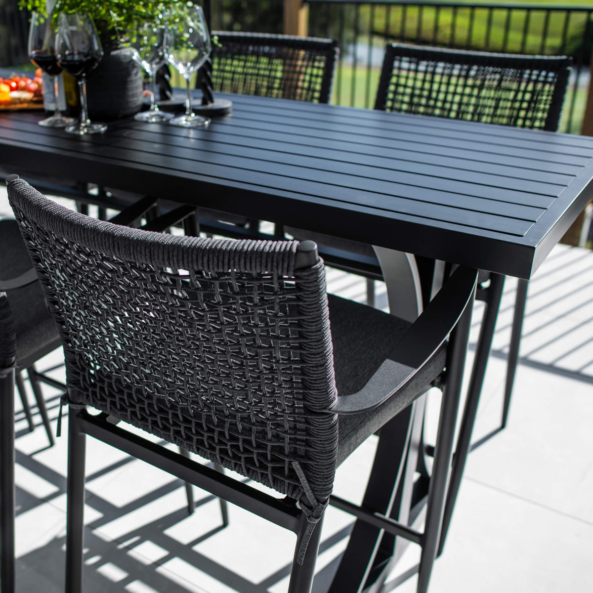 best-outdoor-furniture-Vienna Rope Bergen - 7pce (200x65) - Outdoor Bar Set #color_BLACK