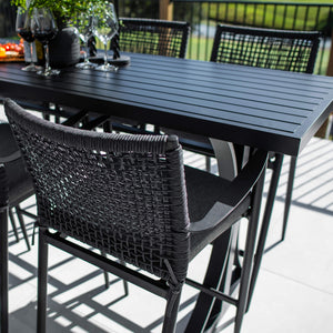 best-outdoor-furniture-Vienna Rope Bergen - 7pce (200x65) - Outdoor Bar Set #color_BLACK
