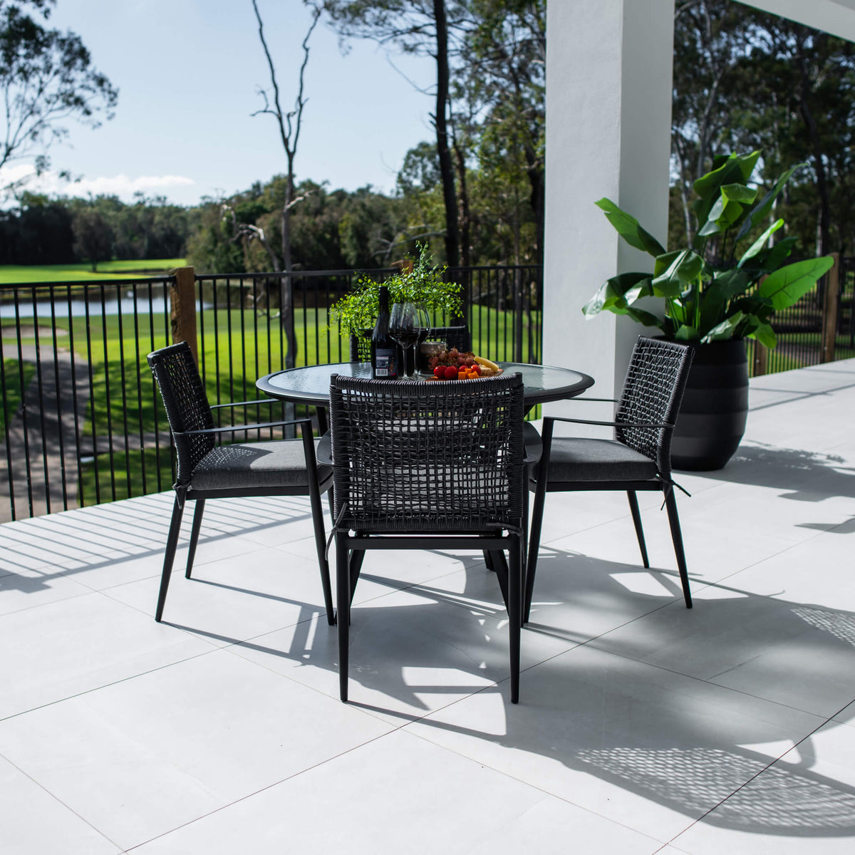 best-outdoor-furniture-Vienna Rope Coventry - 5pce (105x105) - White/Grey Outdoor Dining Set #color_BLACK