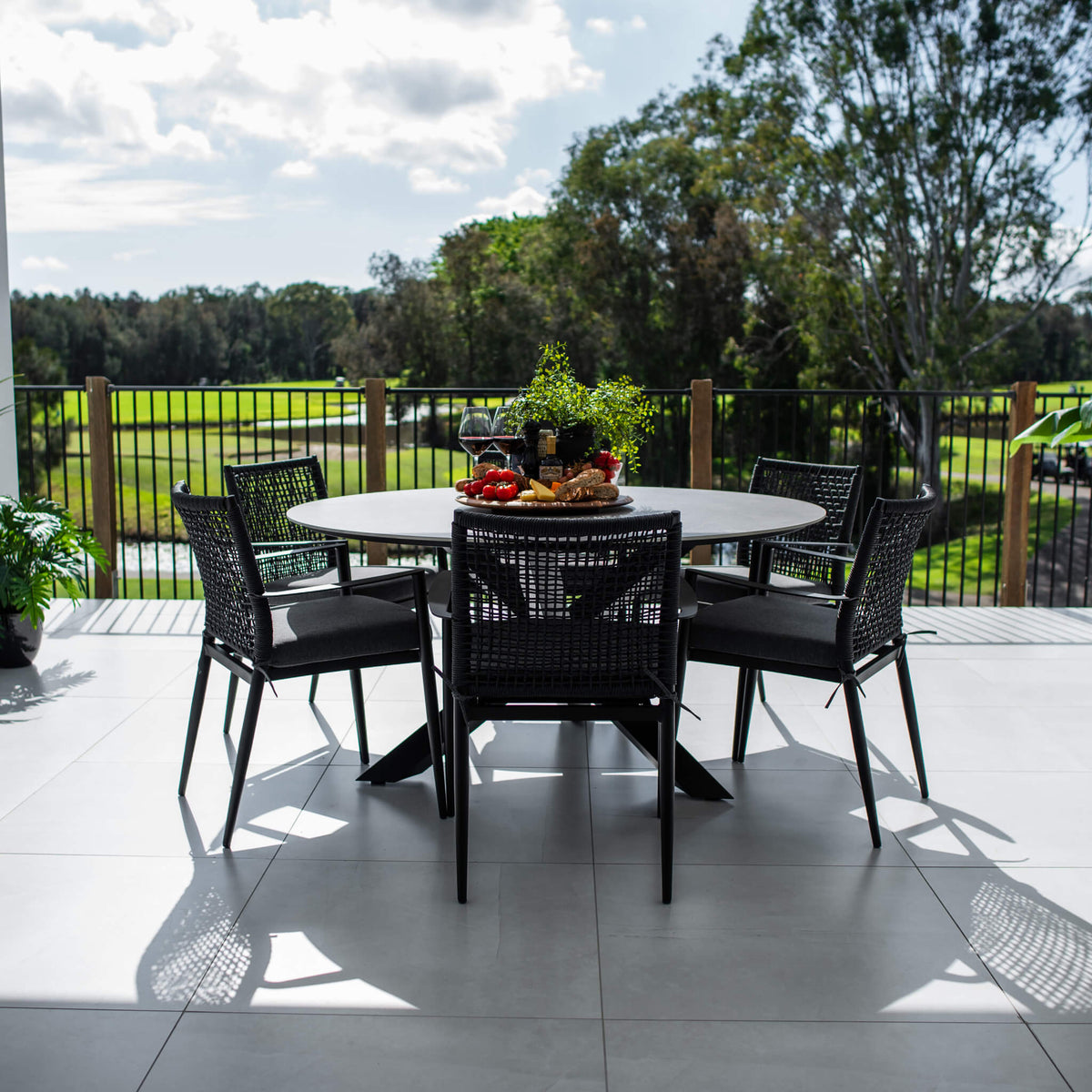 best-outdoor-furniture-Vienna Rope Malibu Round - 7pce (150x150) - Outdoor Dining Set #color_BLACK