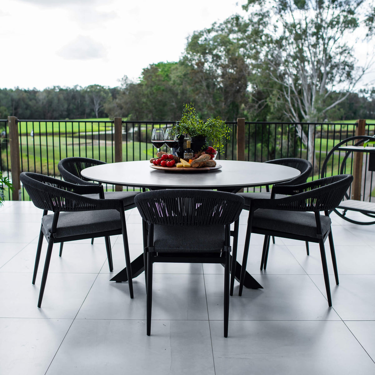 best-outdoor-furniture-Kiara Rope Malibu Round - 7pce (150x150) - Outdoor Dining Set #color_BLACK
