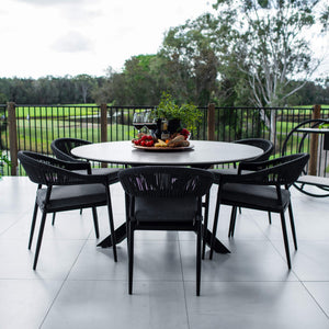best-outdoor-furniture-Kiara Rope Malibu Round - 7pce (150x150) - Outdoor Dining Set #color_BLACK