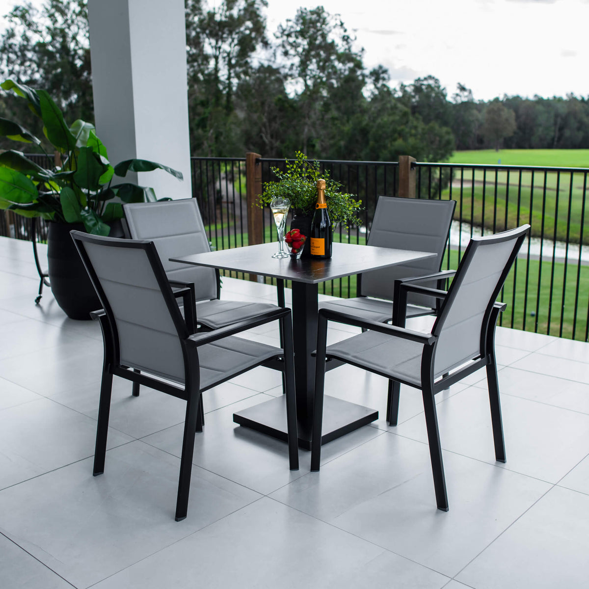 best-outdoor-furniture-Margot Lennox - 5pce (80x80) - Outdoor Bistro Set #color_BLACK