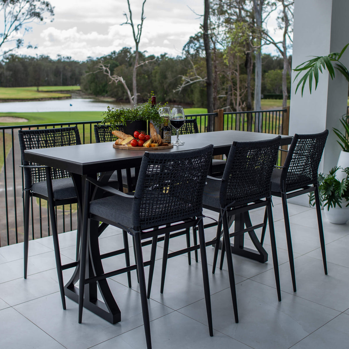 Vienna Rope Malibu - 7pce (200x65) - Outdoor Bar Set