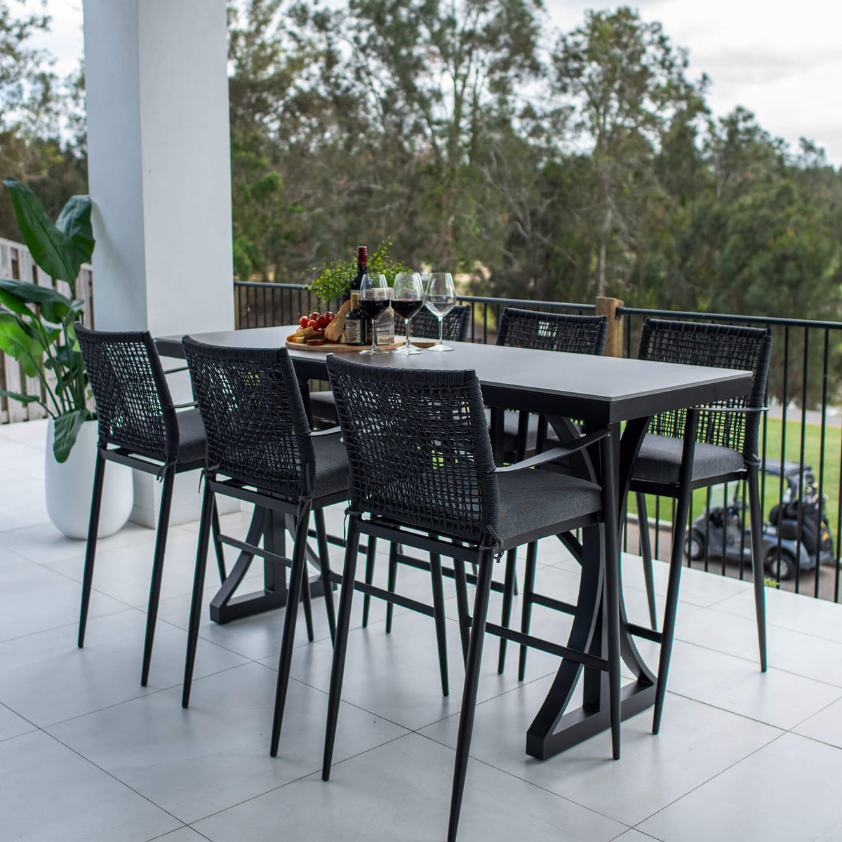 Vienna Rope Malibu - 7pce (200x65) - Outdoor Bar Set