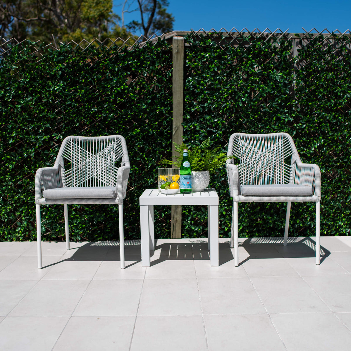 Bella Rope Slat - 3pce - Outdoor Bistro Set