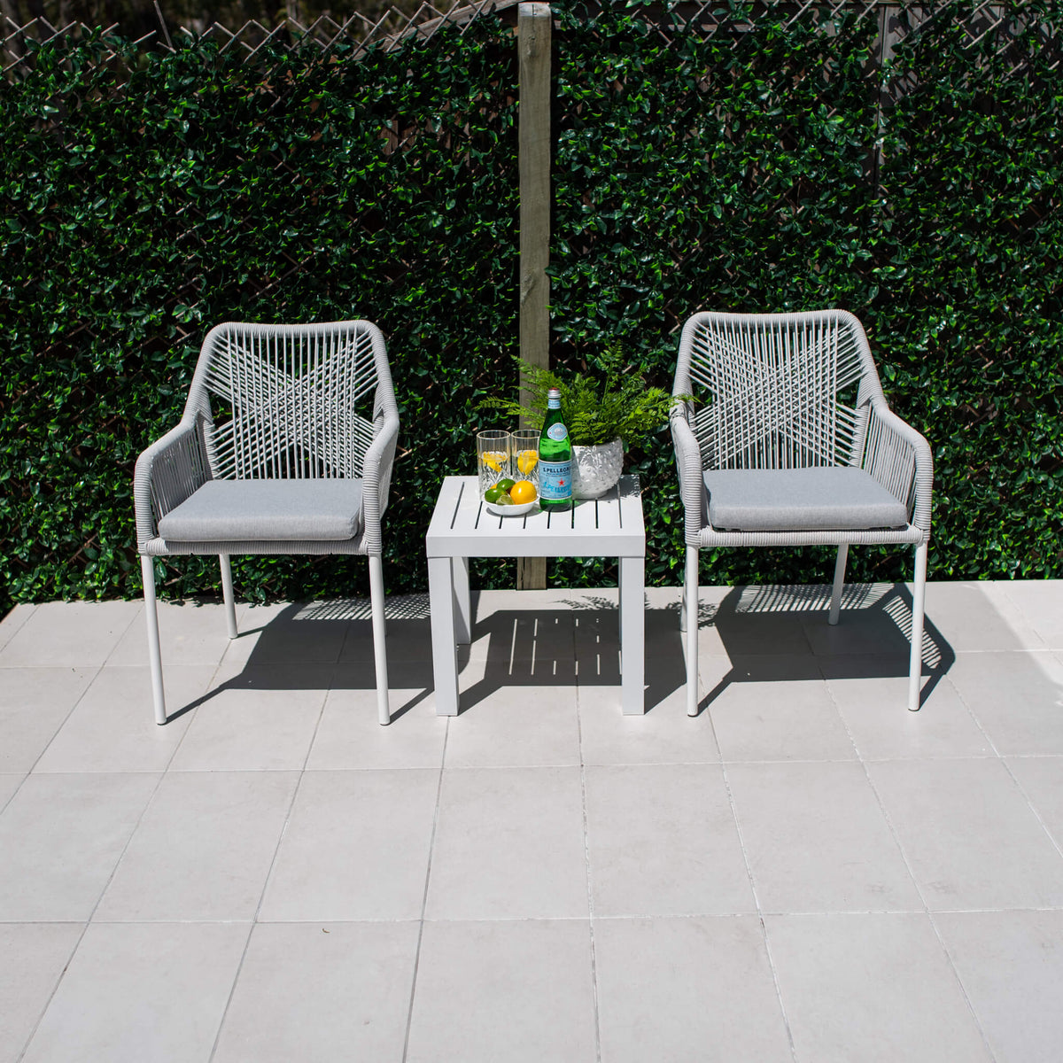 Bella Rope Slat - 3pce - Outdoor Bistro Set