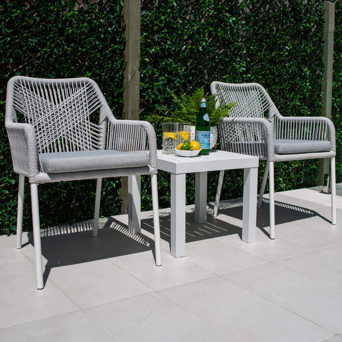Bella Rope Slat - 3pce - Outdoor Bistro Set