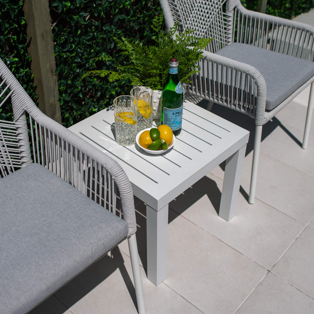 Bella Rope Slat - 3pce - Outdoor Bistro Set