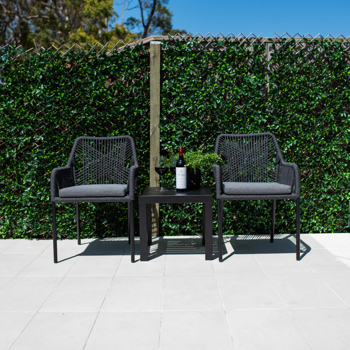 Bella Rope Slat - 3pce - Outdoor Bistro Set