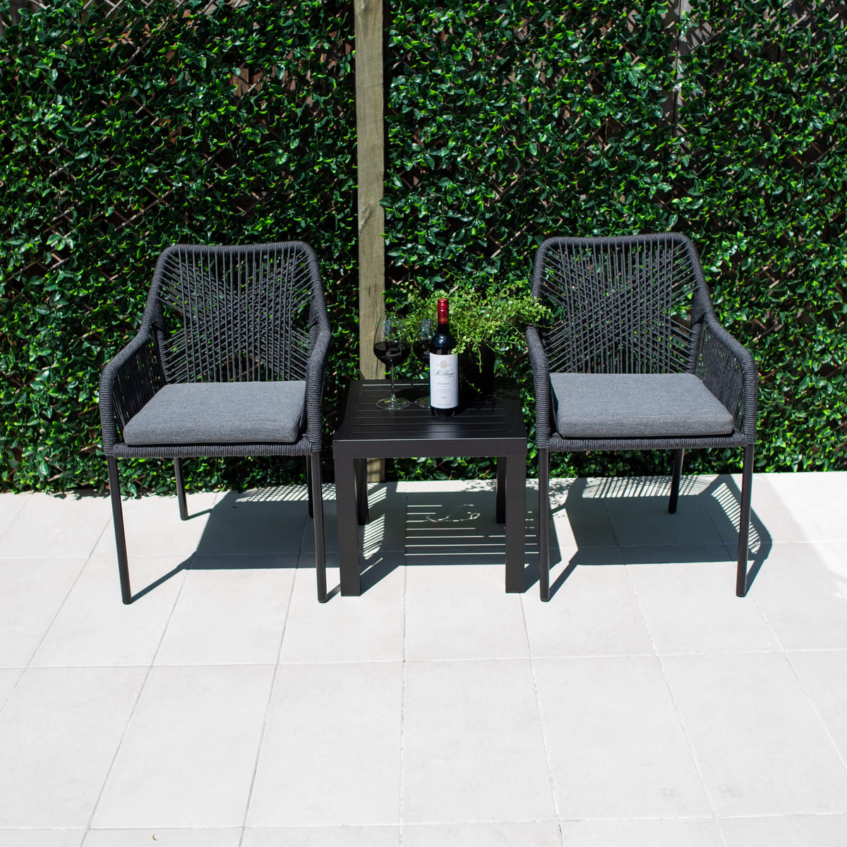Bella Rope Slat - 3pce - Outdoor Bistro Set