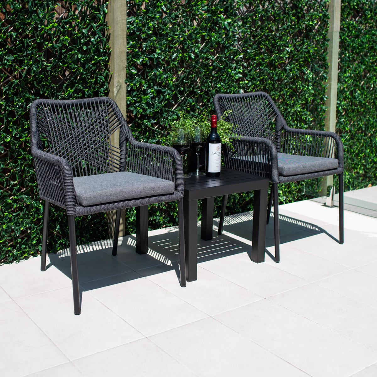 Bella Rope Slat - 3pce - Outdoor Bistro Set