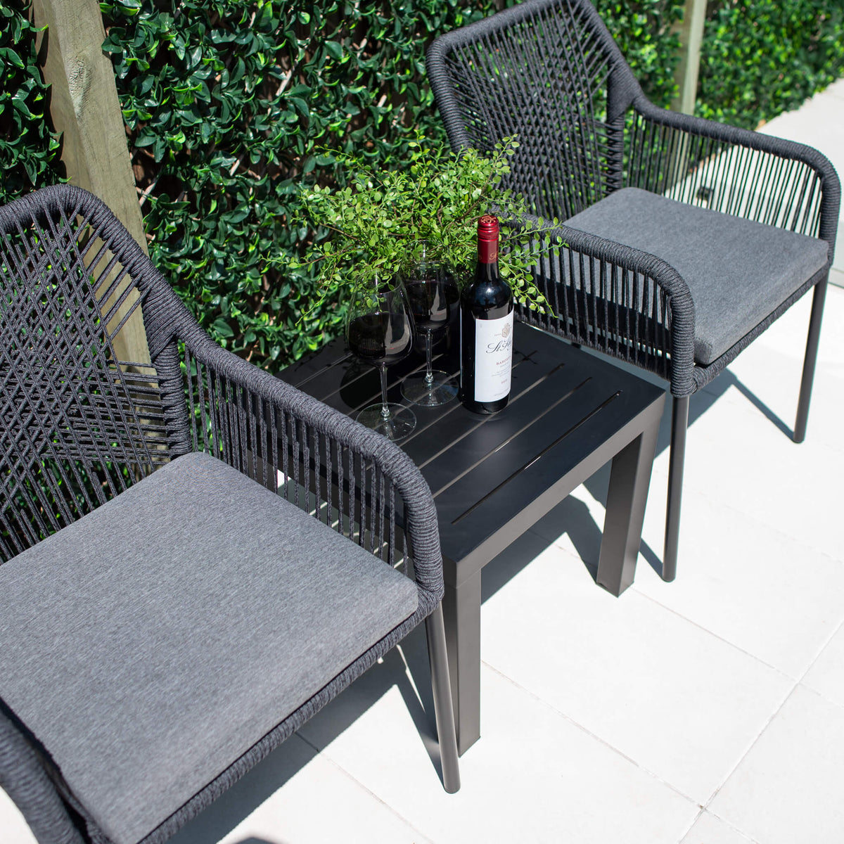 Bella Rope Slat - 3pce - Outdoor Bistro Set