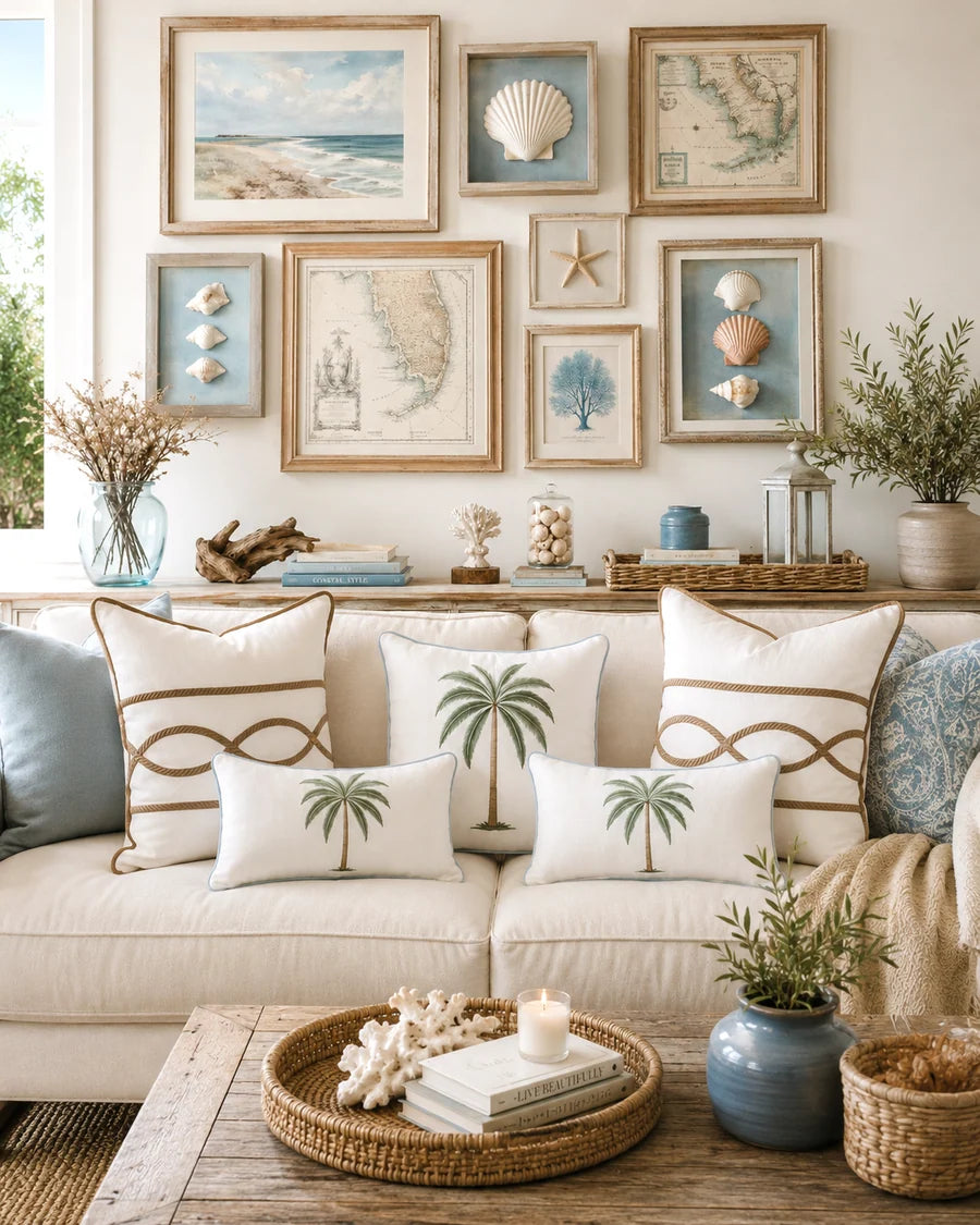 Azure Palm Sand - Indoor Cushion