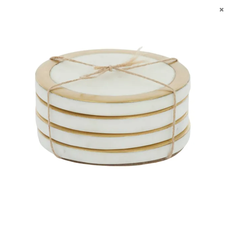 best-outdoor-furniture-Circa S/4 Marble Brass Coasters 10cm White