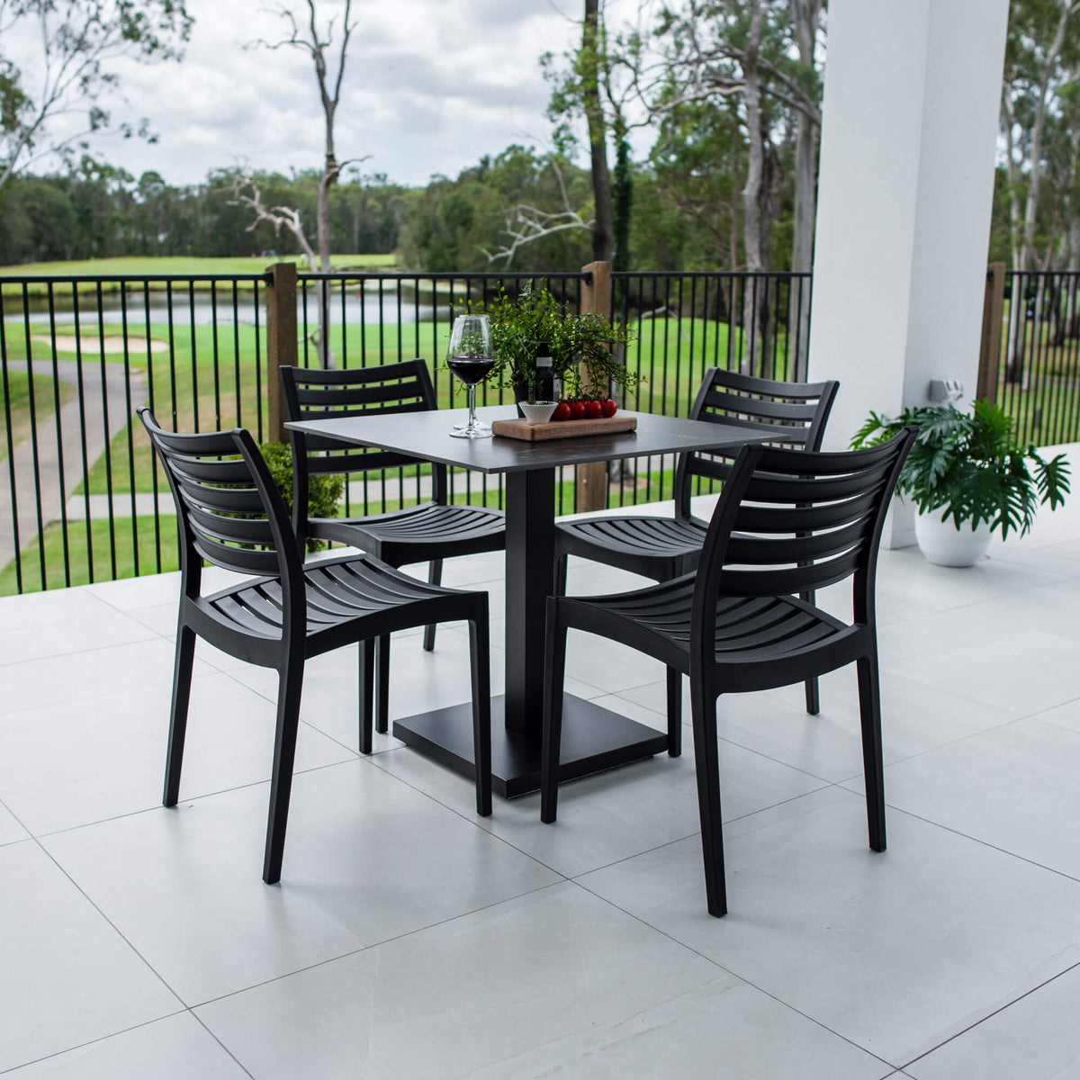 best-outdoor-furniture-Apollo Lennox - 5pce (80x80) - Outdoor Bistro Set - Outdoor Dining Set #color_BLACK