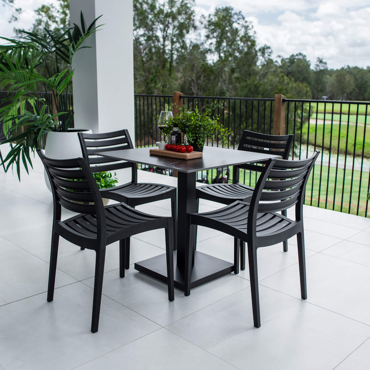 best-outdoor-furniture-Apollo Lennox - 5pce (80x80) - Outdoor Bistro Set - Outdoor Dining Set #color_BLACK