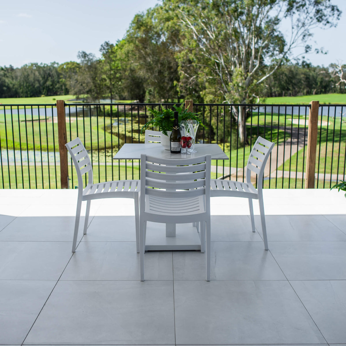 best-outdoor-furniture-Apollo Lennox - 5pce (80x80) - Outdoor Bistro Set - Outdoor Dining Set #color_WHITE