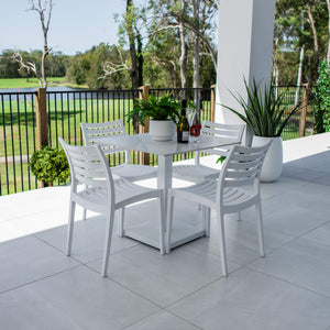 best-outdoor-furniture-Apollo Lennox - 5pce (80x80) - Outdoor Bistro Set - Outdoor Dining Set #color_WHITE