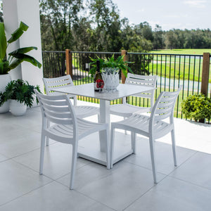 best-outdoor-furniture-Apollo Lennox - 5pce (80x80) - Outdoor Bistro Set - Outdoor Dining Set #color_WHITE