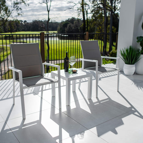 Margot Slat - 3pce - White/Grey Outdoor Bistro Set