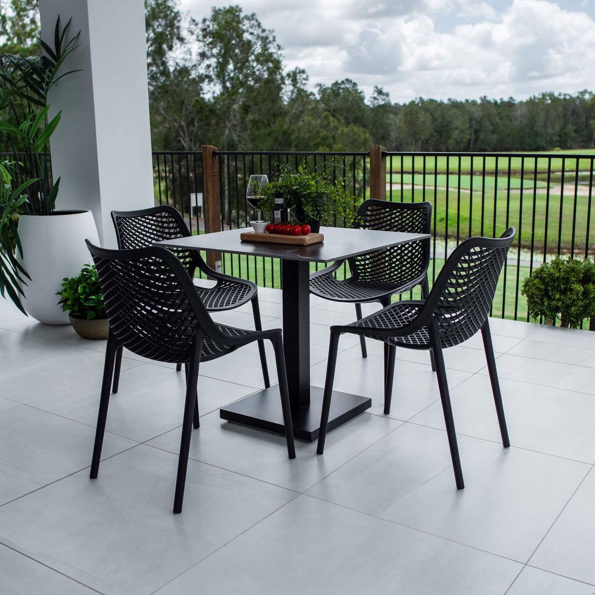 best-outdoor-furniture-Roma Lennox - 5pce (80x80) - Outdoor Bistro Set - Outdoor Dining Set #color_BLACK