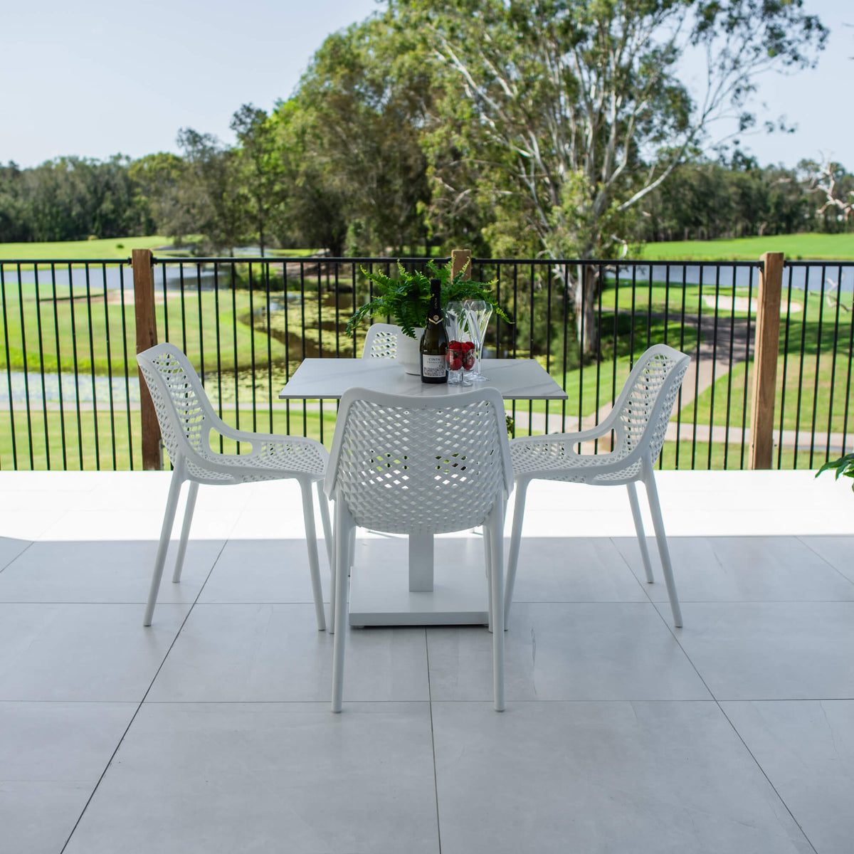 best-outdoor-furniture-Roma Lennox - 5pce (80x80) - Outdoor Bistro Set - Outdoor Dining Set #color_WHITE