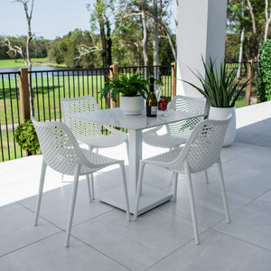 best-outdoor-furniture-Roma Lennox - 5pce (80x80) - Outdoor Bistro Set - Outdoor Dining Set #color_WHITE