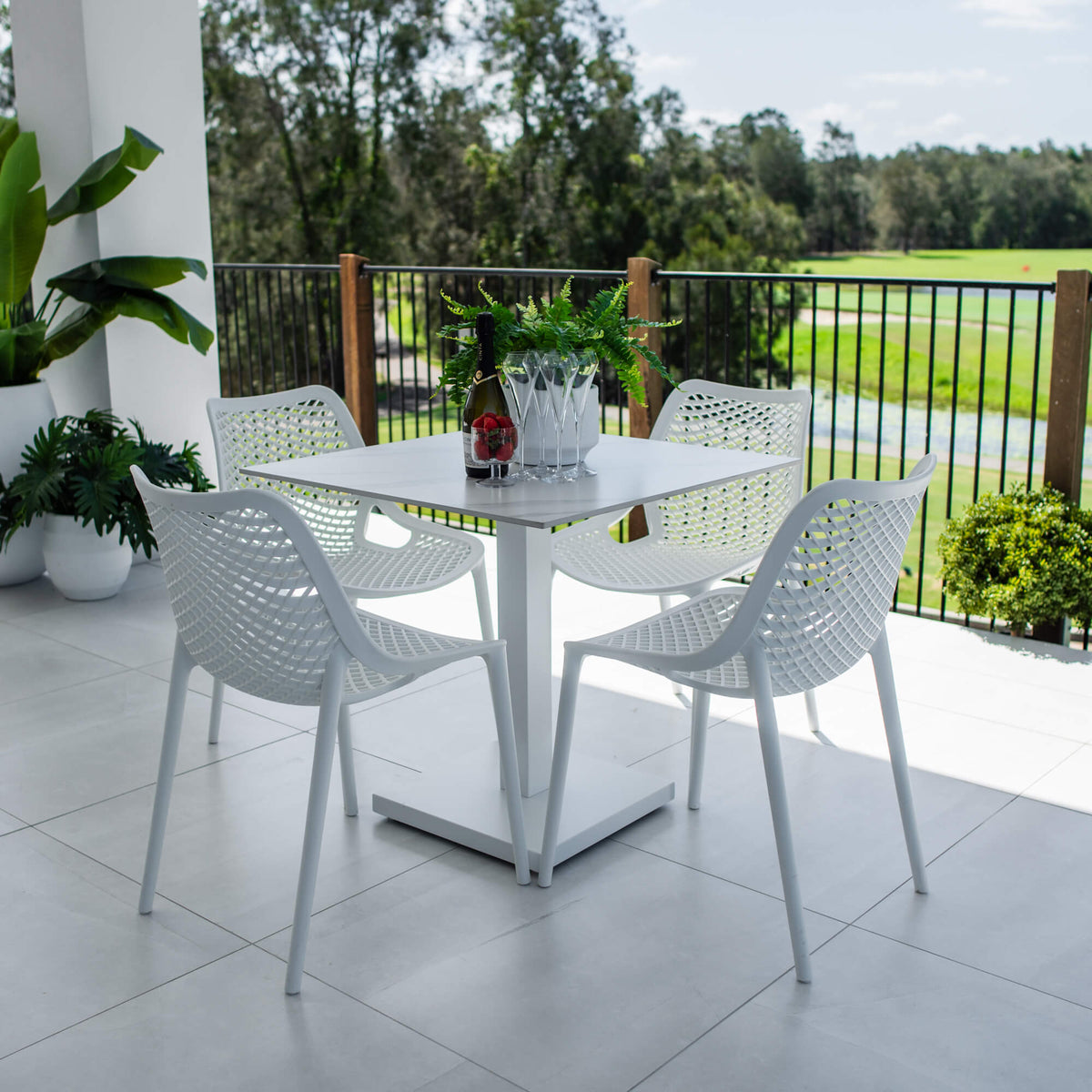 best-outdoor-furniture-Roma Lennox - 5pce (80x80) - Outdoor Bistro Set - Outdoor Dining Set #color_WHITE